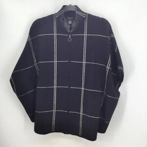 Grace Women’s Zip up Poncho/Sweater Career Casual Black/White Size Med